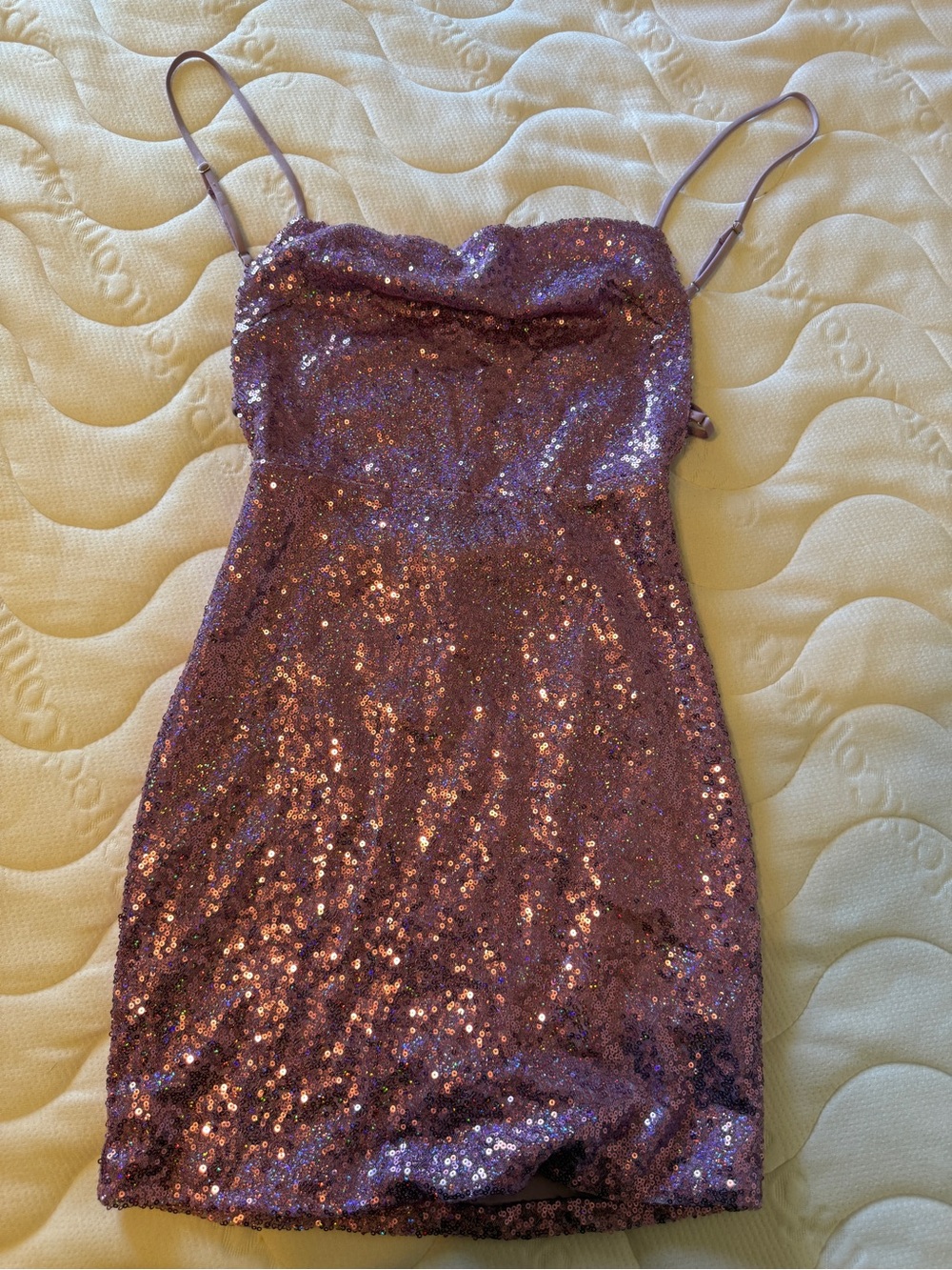 Lucy in the Sky Lilac Sequin Spaghetti Strap Mini Dress